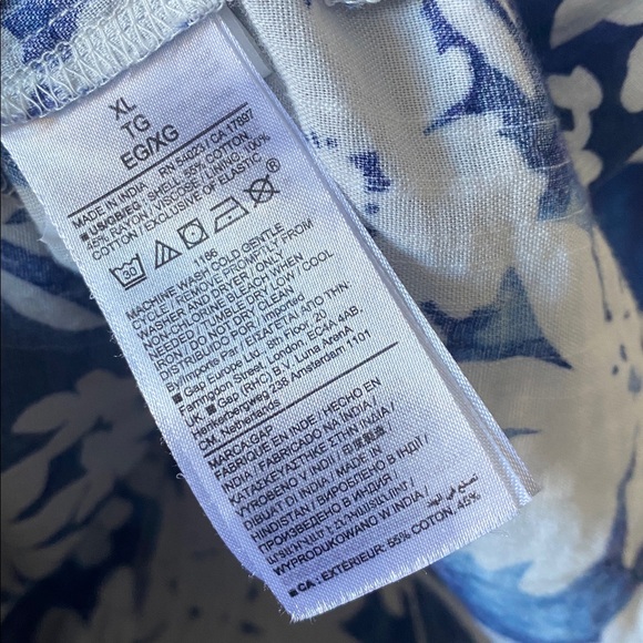 GAP Print Splitneck Maxi Dress Women’s XL Blue Floral Sleeveless Cotton Blend - Picture 8 of 14